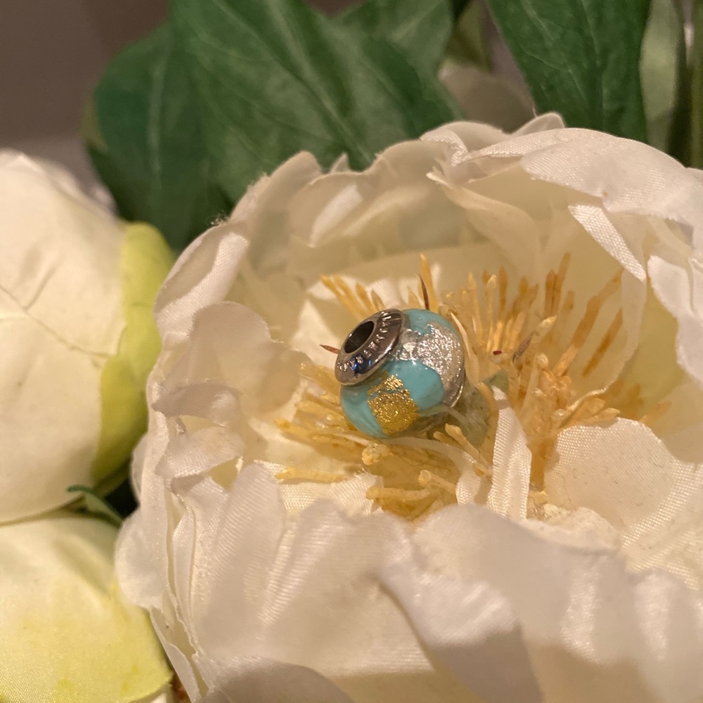 Blue, Gold and Silver Glass Blown Charm